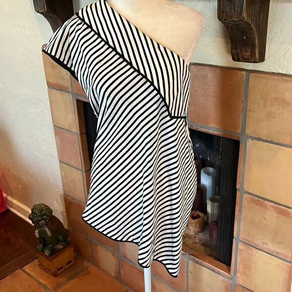 Diane von Furstenberg One Shoulder Top in Alsen Stripe, 6! - Picture 1 of 9